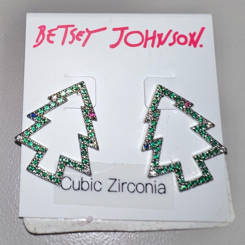 Betsey Johnson Cubic Zirconia Christmas Tree Earrings 🎄